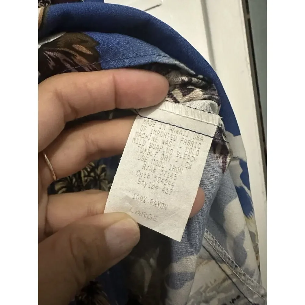 VINTAGE Hilo Hattie Women Dress Large Blue Floral Hawaiian Maxi Made in Hawaii - Picture 10 of 10